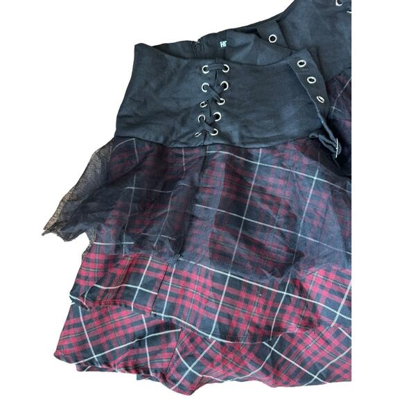 Hot Topic Maroon Plaid Yoke Skirt Plus Size XL - Picture 8 of 11
